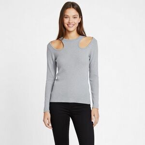 Ollie & Chloe by Jolie Gray Cut-Out Shoulder Sweater Women's Size S Approx